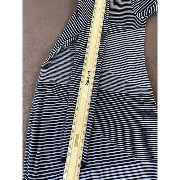 Mchael Kors Sz L Black White Geometric Layered Knit Shoulder Zippers Dress - Picture 10 of 13